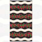 Festival of Roses wavy stripe red roses black damask cream lace quilting fabric for borders table runners and feature quilts
