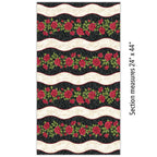 Festival of Roses wavy stripe red roses black damask cream lace quilting fabric for borders table runners and feature quilts