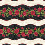 Red rose garland wavy stripe black damask cream lace quilting cotton fabric for borders table runners and quilts