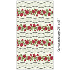 Festival of Roses wavy stripe red rose garland vines sage green lace cream quilting fabric for borders table runners and quilts