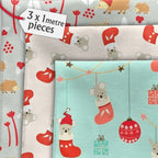 Bundle of 3 coordinating Christmas fabrics featuring Australian koalas and echidnas