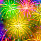 Rainbow fireworks digital print in vibrant multi colours for party quilts and patchwork sewing projects