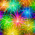 Rainbow fireworks digital print in vibrant multi colours for party quilts and patchwork sewing projects