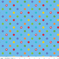 Fisher-Price Dots blue fabric with rainbow spots. Perfect blender for baby and kids projects