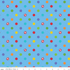 Fisher-Price Dots blue fabric with rainbow spots. Perfect blender for baby and kids projects