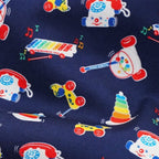 Fisher Price rainbow retro classic toys Chatter Telephone xylophone pull-along dog deep navy novelty fabric for children's quilts and nursery décor