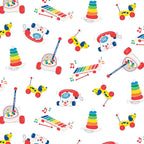 Fisher Price retro classic toys Chatter Telephone xylophone pull-along dog white novelty fabric for children's quilts and nursery décor