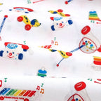Fisher Price colourful retro classic toys Chatter Telephone xylophone pull-along dog white novelty fabric for children's quilts and nursery décor