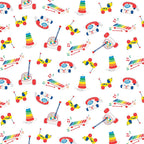 Fisher Price retro classic toys Chatter Telephone xylophone pull-along dog white novelty fabric for children's quilts and nursery décor