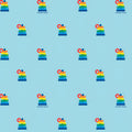 Fisher Price Rock a Stack rainbow stacking rings toy aqua novelty fabric for children's quilts play mats and nursery décor