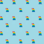 Fisher Price Rock a Stack rainbow stacking rings toy aqua novelty fabric for children's quilts play mats and nursery décor