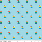 Fisher Price Rock a Stack rainbow stacking rings toy aqua novelty fabric for children's quilts play mats and nursery décor