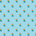 Fisher Price Rock a Stack rainbow stacking rings toy aqua novelty fabric for children's quilts play mats and nursery décor