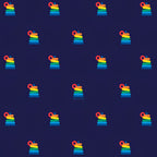 Fisher Price Rock a Stack rainbow stacking rings toy deep navy novelty fabric for children's quilts play mats and nursery décor