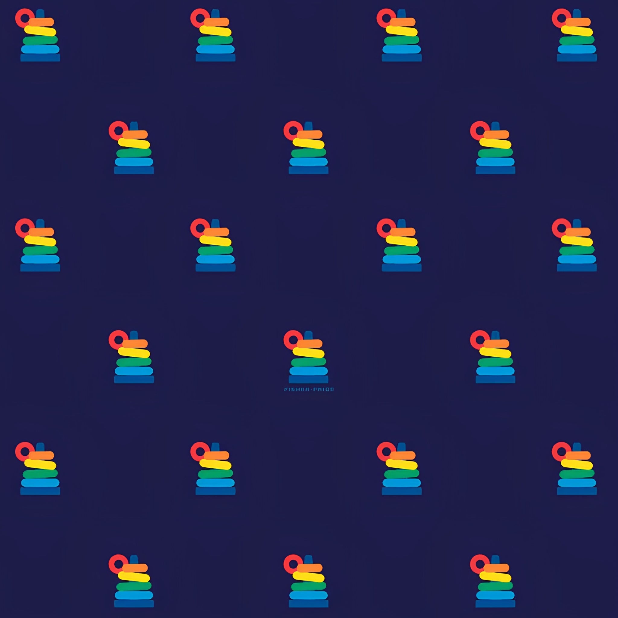 Fisher Price Rock a Stack rainbow stacking rings toy deep navy novelty fabric for children's quilts play mats and nursery décor