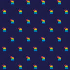 Fisher Price Rock a Stack rainbow stacking rings toy deep navy novelty fabric for children's quilts play mats and nursery décor