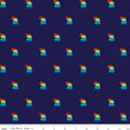 Navy fabric with Fisher-Price Rock-A-Stack toy motifs. Ideal for baby and kids projects