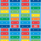 Fisher Price xylophone music rainbow keys red orange yellow green blue sky blue novelty fabric for children's quilts and nursery décor