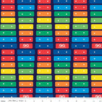 Fisher Price xylophone rainbow keys red orange yellow green blue deep navy novelty fabric for children's quilts and nursery décor
