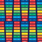 Fisher Price xylophone rainbow keys red orange yellow green blue deep navy novelty fabric for children's quilts and nursery décor