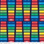 Navy fabric with Fisher-Price Xylophone rainbow keys stripe pattern