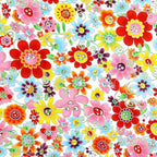 Yuko Hasegawa kawaii happy flowers white fabric for collectible quilts bags patchwork sewing projects