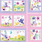 Flutter the Butterfly fabric book panel pink purple butterflies birds flowers novelty girls quilting fabric baby quilts soft book nursery gifts