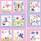 Flutter the Butterfly fabric book panel pink purple butterflies birds flowers novelty girls quilting fabric baby quilts soft book nursery gifts