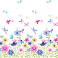 Flutter the Butterfly double border white multi flowers butterflies dragonflies bees novelty girls quilting fabric baby quilts nursery borders