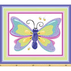 Flutter the Butterfly playmat panel purple pink teal green gingham borders butterfly centrepiece novelty girls quilting fabric baby quilts nursery wall hangings