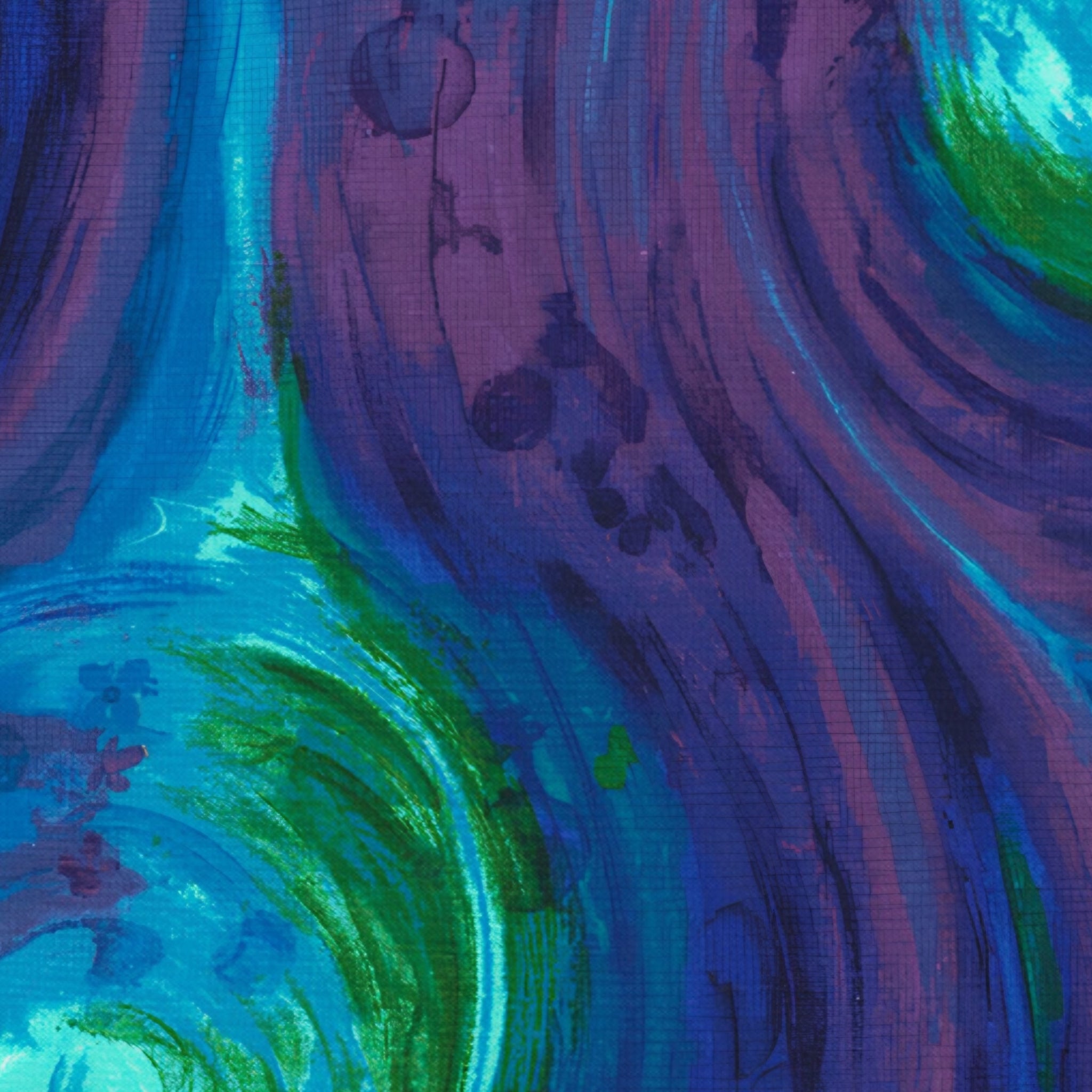 Painted swirl blender turquoise lime green purple blue abstract fabric for feature quilts backgrounds sashing and bold patchwork sewing projects