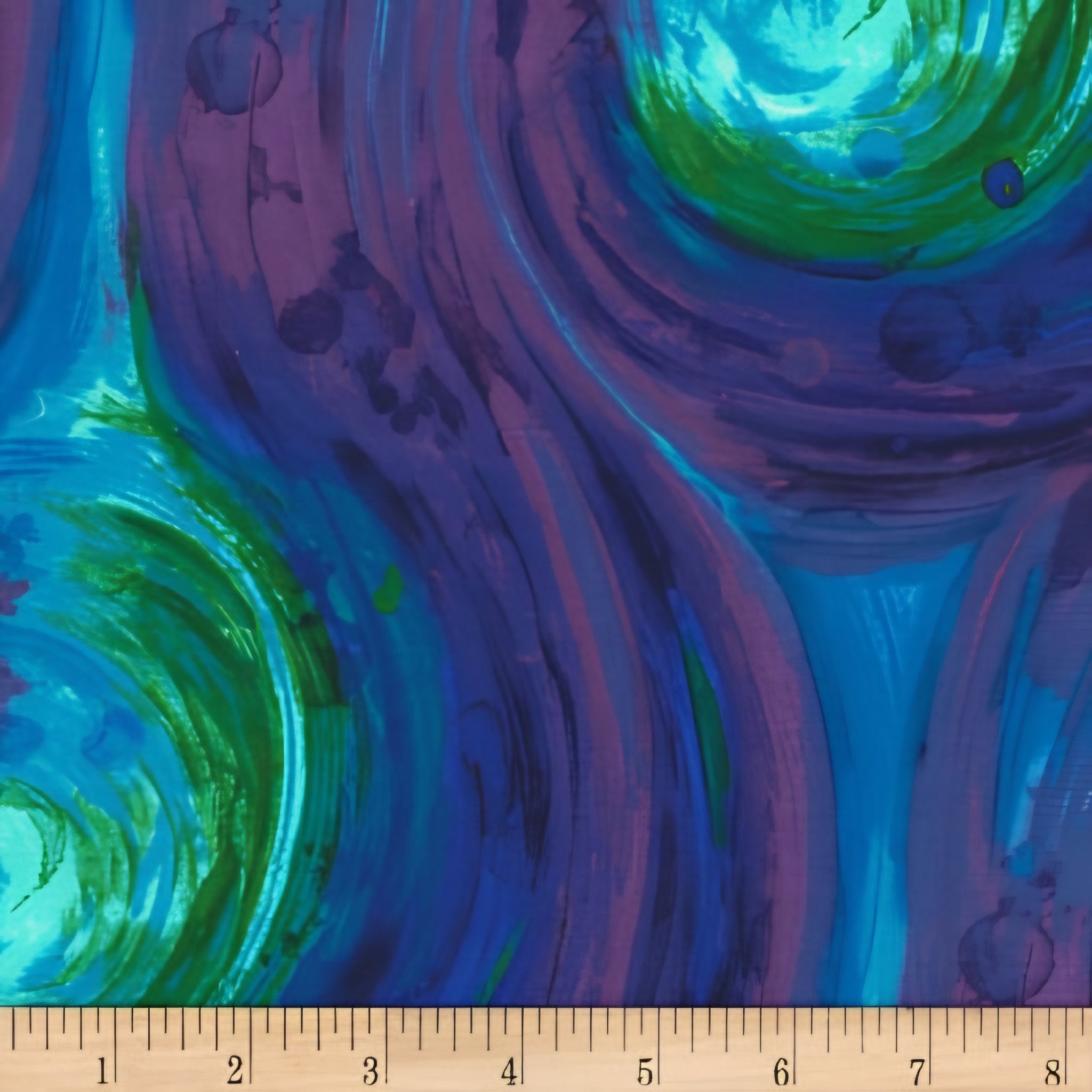 Painted swirl blender turquoise lime green purple blue abstract fabric for feature quilts backgrounds sashing and bold patchwork sewing projects