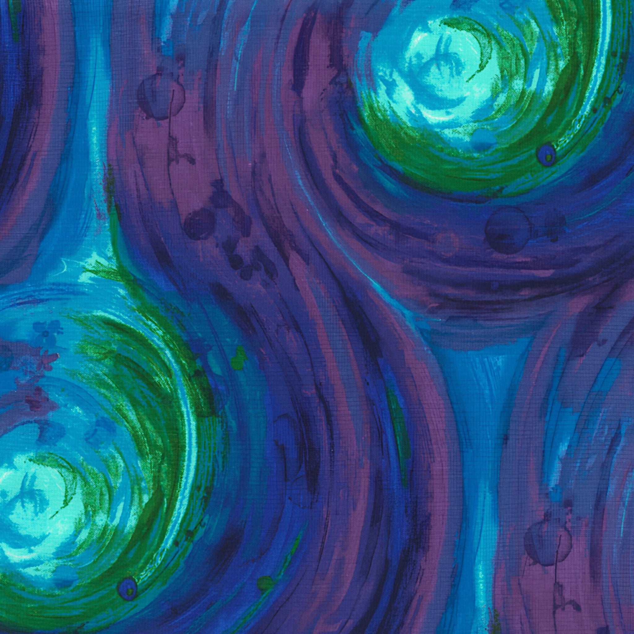 Painted swirl blender turquoise lime green purple blue abstract fabric for feature quilts backgrounds sashing and bold patchwork sewing projects
