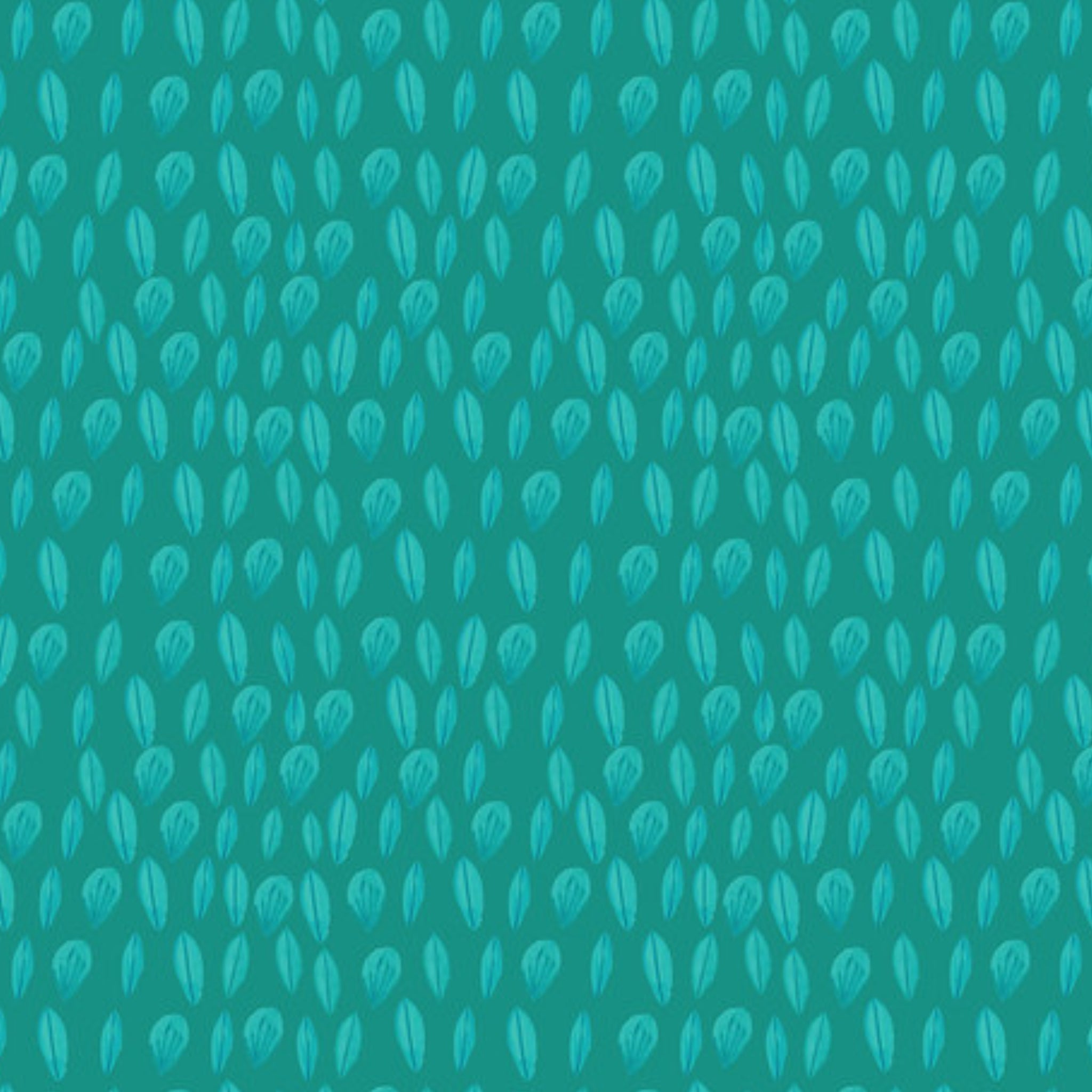 Delicate scattered leaves turquoise fabric for baby quilts children's quilts and patchwork sewing projects
