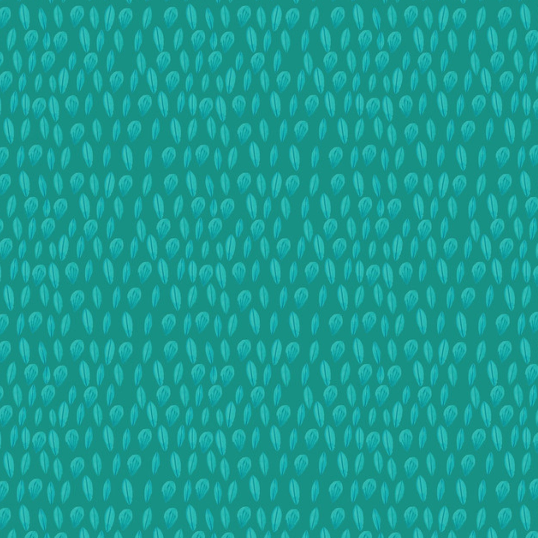 Small scattered leaves turquoise nature fabric for baby quilts children's quilts and patchwork sewing projects