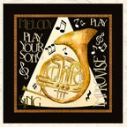 Play Your Song French horn Melody Improvise Sing music notes black cream novelty music panel block