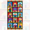 Colourful beach hut cabana tile block panel multi 15 blocks novelty kids beach quilts wall hangings summer projects