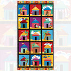 Colourful beach hut cabana tile block panel multi 15 blocks novelty kids beach quilts wall hangings summer projects