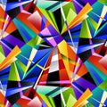 Shattered glass geometric shards vibrant multicoloured black fabric for modern quilts and patchwork sewing projects
