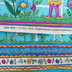Fairy girls novelty border stripe aqua yellow pink fabric for children's quilts girls' quilts and patchwork sewing projects