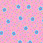Tossed daisy flowers aqua pink novelty fabric for children's quilts girls' quilts and patchwork sewing projects