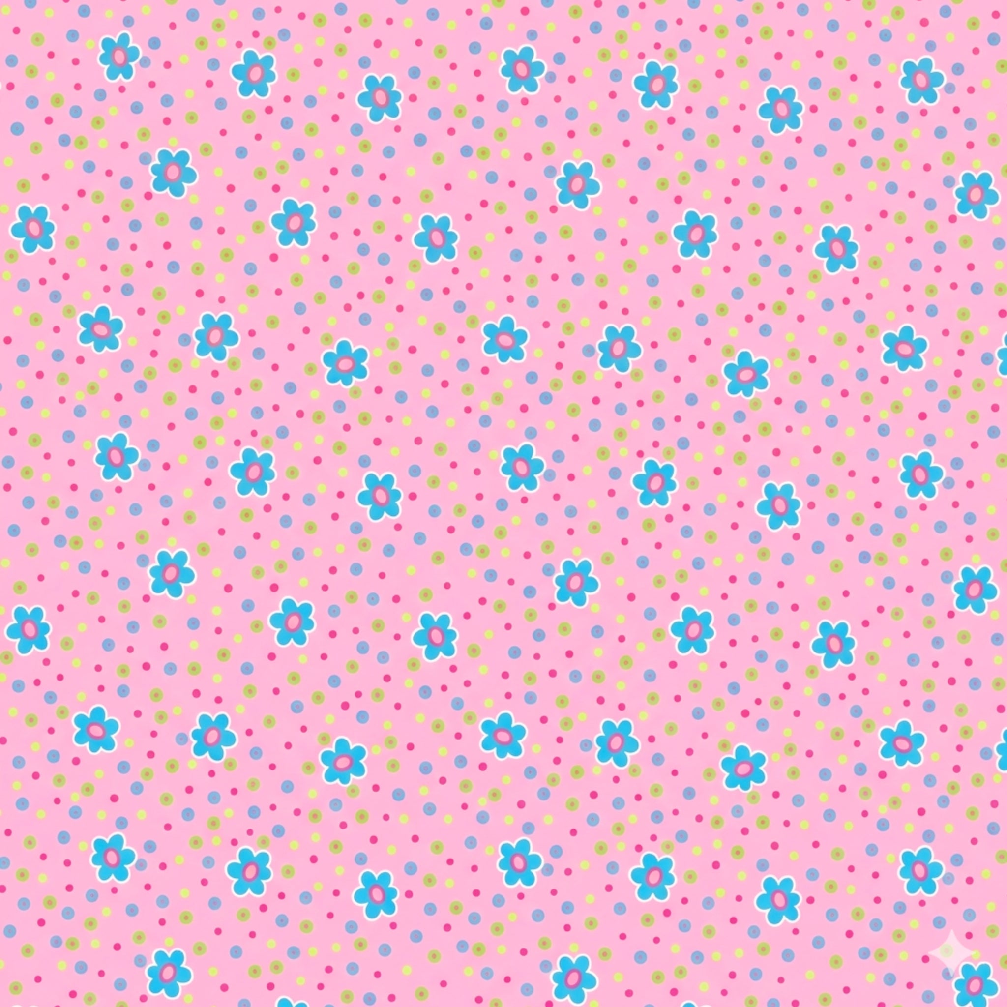 Tossed daisy flowers aqua pink novelty fabric for children's quilts girls' quilts and patchwork sewing projects