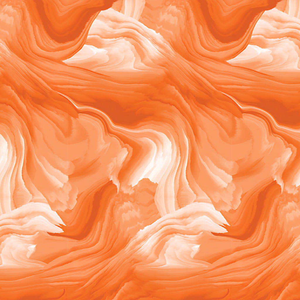 Glacier Waves Sunset tangerine orange peach white swirling watercolour ombre tonal blender quilting cotton for autumn quilts warm-toned patchwork sewing projects