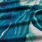 Glacier Waves Teal deep teal aqua white swirling watercolour ombre tonal blender quilting cotton for ocean coastal quilts cool-toned patchwork sewing projects