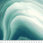Glacier Waves Teal deep teal aqua white swirling watercolour ombre tonal blender quilting cotton for ocean coastal quilts cool-toned patchwork sewing projects