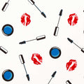 Lip prints mascara wands eyeshadow compacts red blue black cream fabric for girls quilts novelty cosmetic bag patchwork sewing projects