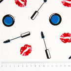 Kisses mascara makeup eyeshadow red blue black cream fabric for girls quilts novelty cosmetic bag patchwork sewing projects