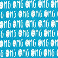 OMG text repeat white aqua blue Y2K novelty fabric for girls quilts tote bags patchwork sewing projects