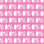 OMG text repeat white candy pink Y2K novelty fabric for girls quilts tote bags patchwork sewing projects