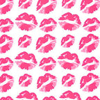 Hot pink magenta lipstick kisses white Y2K fabric for girls quilts cosmetic bags novelty patchwork sewing projects
